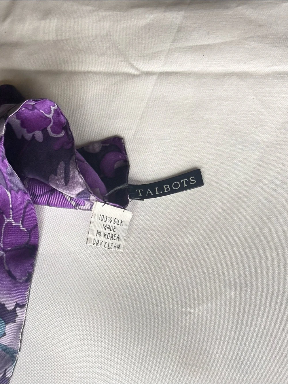 Vintage Floral Ombre Silk Scarf in Lavender, Teal & Navy